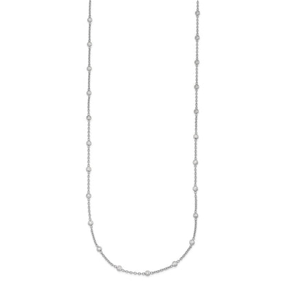 Platinum Herco Polished Bezel Set 28 Lab Grown Diamond Station 16 Inch Necklace