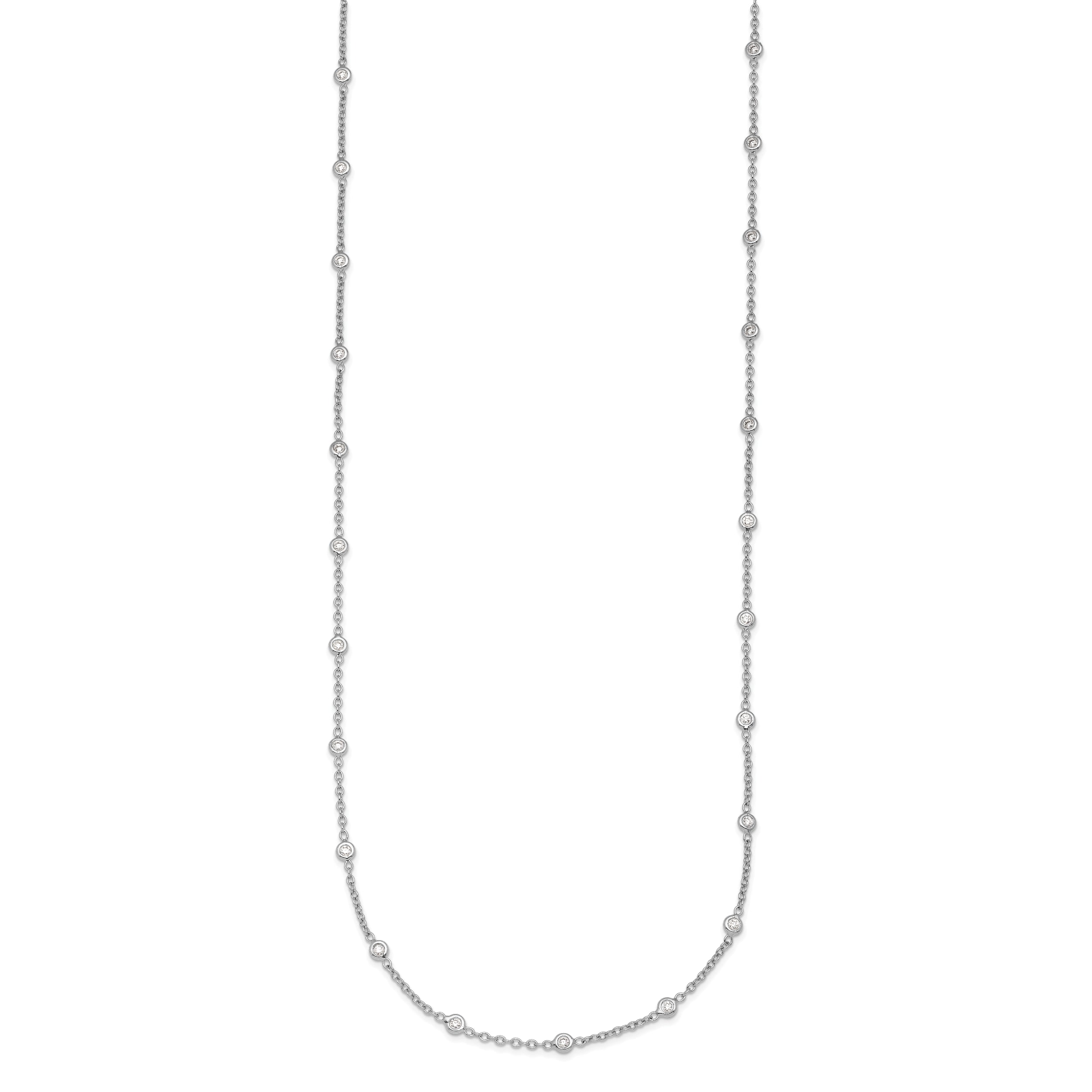 Platinum Herco Polished Bezel Set 30 Lab Grown Diamond Station 18 Inch Necklace
