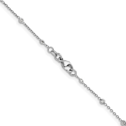 Platinum Herco Polished Bezel Set 28 Lab Grown Diamond Station 16 Inch Necklace