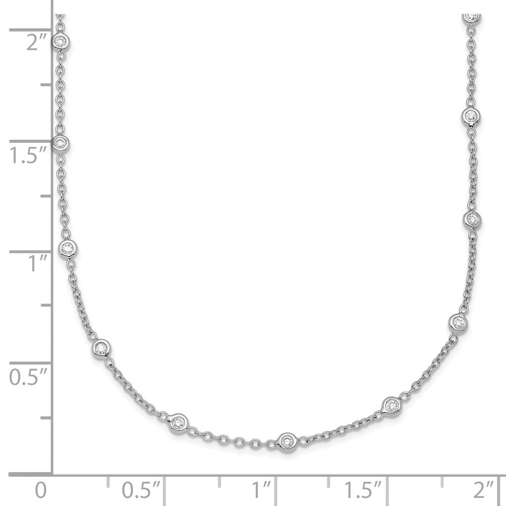 Platinum Herco Polished Bezel Set 28 Lab Grown Diamond Station 16 Inch Necklace