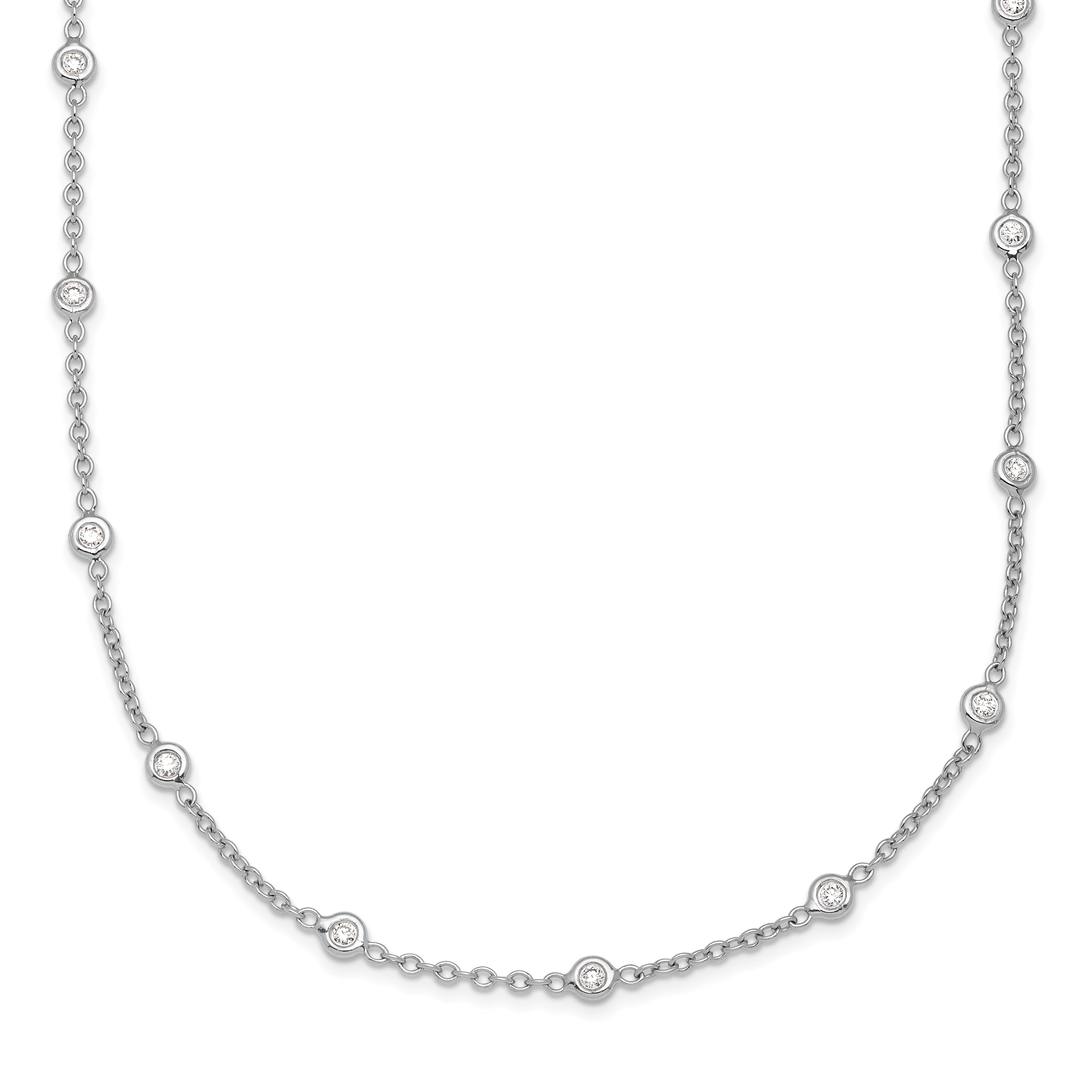 Platinum Herco Polished Bezel Set 34 Lab Grown Diamond Station 20 Inch Necklace