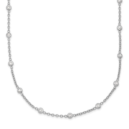 Platinum Herco Polished Bezel Set 28 Lab Grown Diamond Station 16 Inch Necklace
