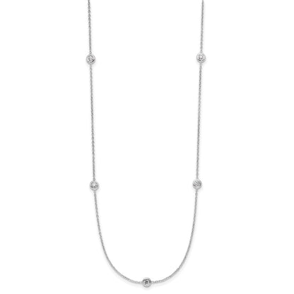 Platinum Herco Polished Bezel Set 7 Lab Grown Diamond Station 18 Inch Necklace