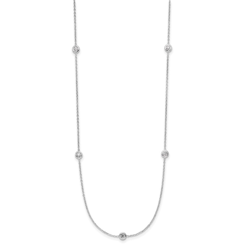 Platinum Herco Polished Bezel Set 9 Lab Grown Diamond Station 20 Inch Necklace