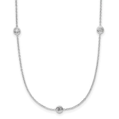 Platinum Herco Polished Bezel Set 7 Lab Grown Diamond Station 16 Inch Necklace