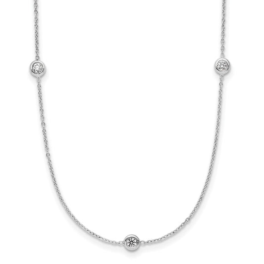 Platinum Herco Polished Bezel Set 7 Lab Grown Diamond Station 16 Inch Necklace