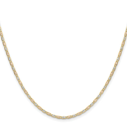 22 Inch 14K Tri-Color 2.0mm Gold Pav Valentino Chain Necklace