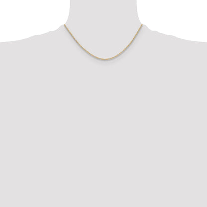 16 Inch 14K Tri-Color 2.0mm Gold Pav Valentino Chain Necklace