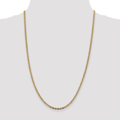 14K Tri-Color 24 Inch 2.75mm Pav Valentino With Lobster Clasp Chain Necklace