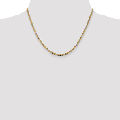 14K Tri-Color 18 Inch 2.75mm Pav Valentino With Lobster Clasp Chain Necklace
