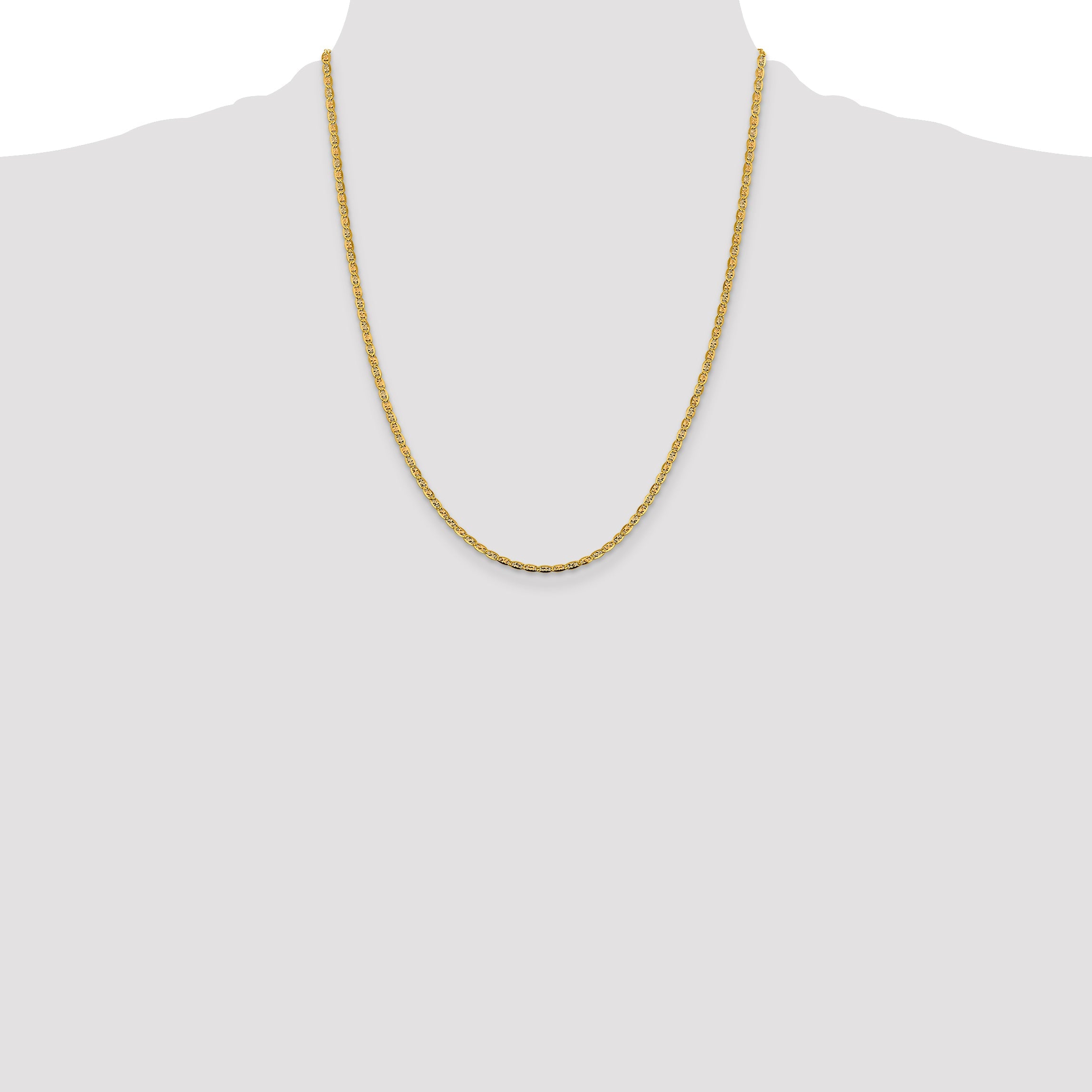 14K Tri-Color 22 Inch 2.75mm Pav Valentino With Lobster Clasp Chain Necklace