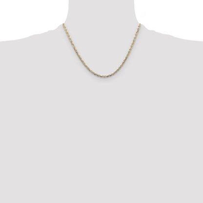 18 Inch 14K Tri-Color 3.2mm Gold Pav Valentino Chain Necklace