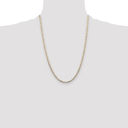24 Inch 14K Tri-Color 3.2mm Gold Pav Valentino Chain Necklace