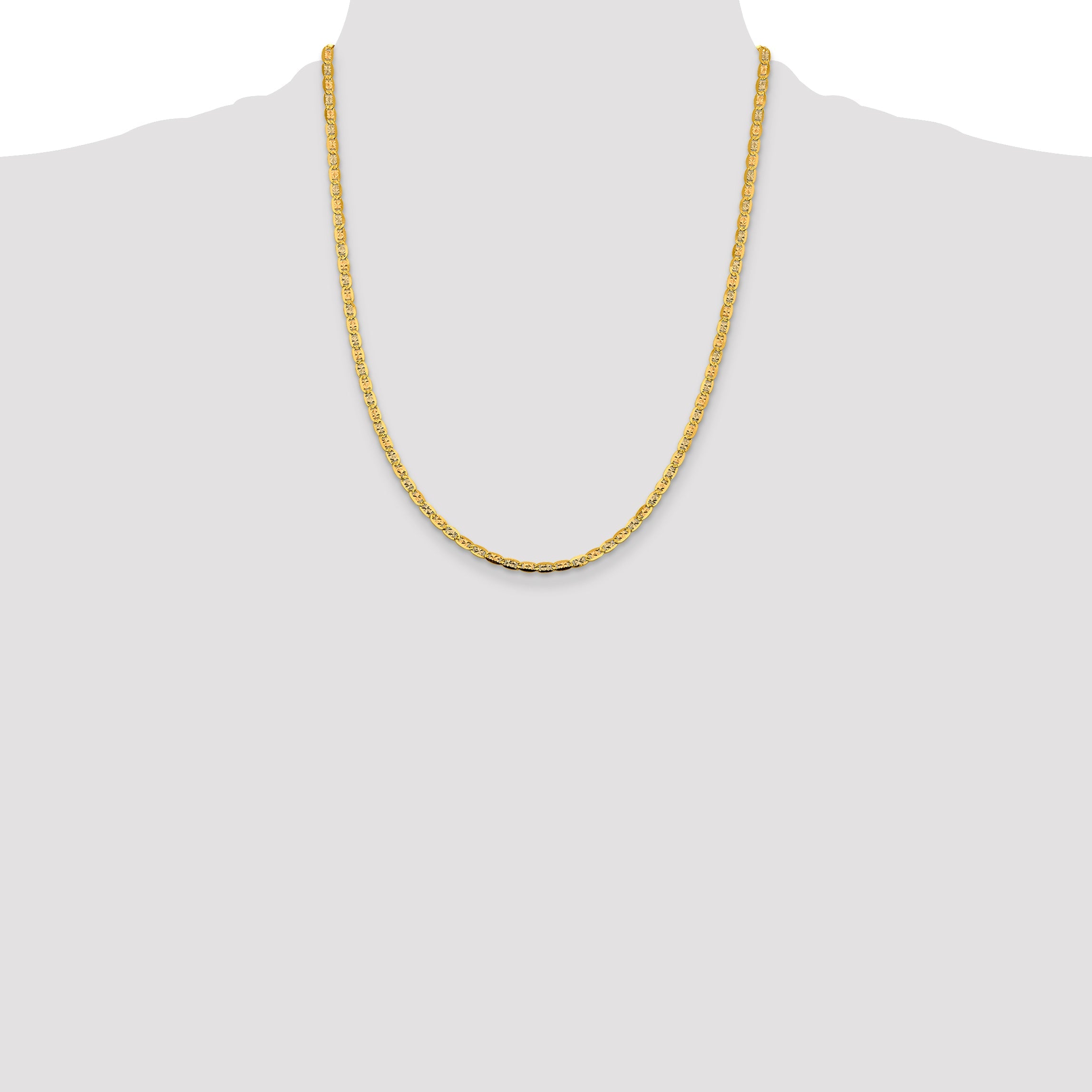 14K Tri-Color 22 Inch 3.8mm Pav Valentino With Lobster Clasp Chain Necklace