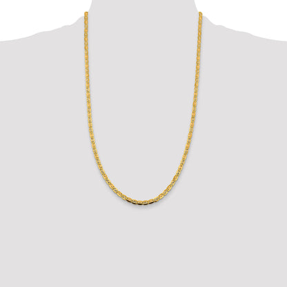 14K Tri-Color 26 Inch 3.8mm Pav Valentino With Lobster Clasp Chain Necklace