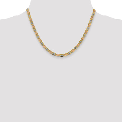 14K Tri-Color 18 Inch 4.65mm Pav Valentino With Lobster Clasp Chain Necklace