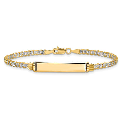 7 Inch 14K With Rhodium Pav Curb Id Bracelet