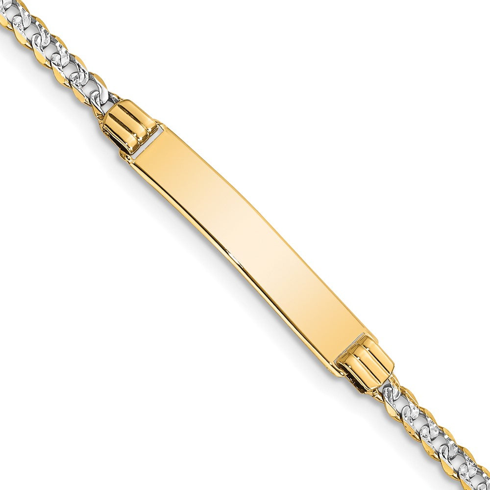 7 Inch 14K With Rhodium Pav Curb Id Bracelet
