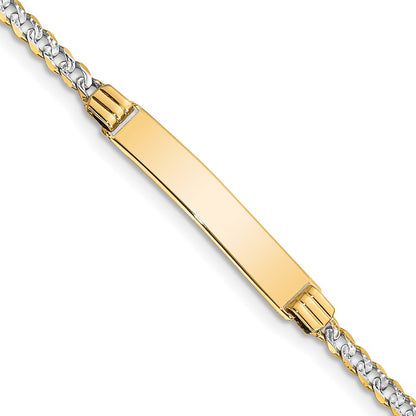 7 Inch 14K With Rhodium Pav Curb Id Bracelet