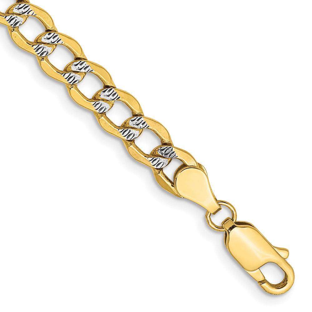 9 Inch 14K 5.2mm Semi-Solid With Rhodium Pav Curb Chain Bracelet