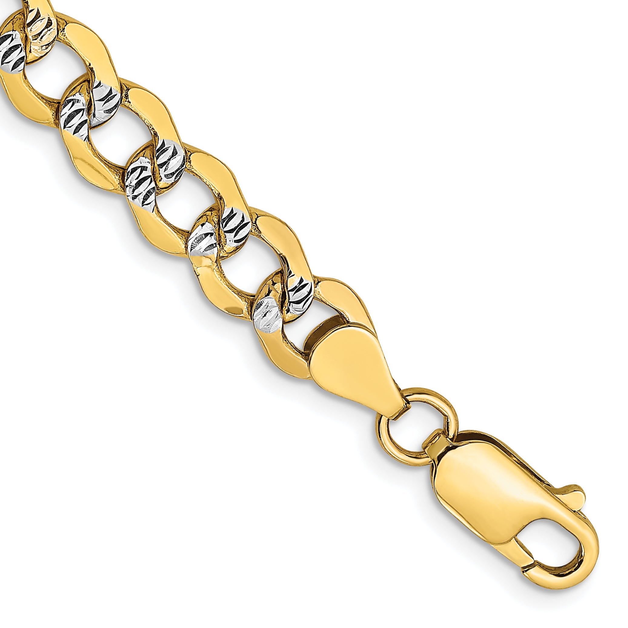 9 Inch 14K 6.75mm Semi-Solid With Rhodium Pav Curb Chain