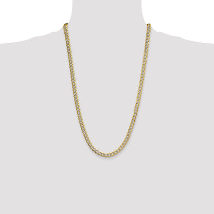 26 Inch 14K Yellow & Rhodium 7.1mm Semi-Solid With Pav Curb Chain Necklace
