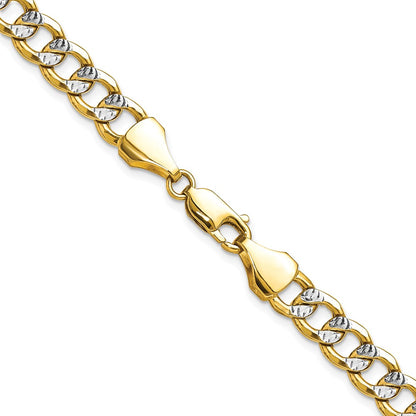 16 Inch 14K Yellow & Rhodium 7.75mm Semi-Solid With Pav Curb Chain Necklace