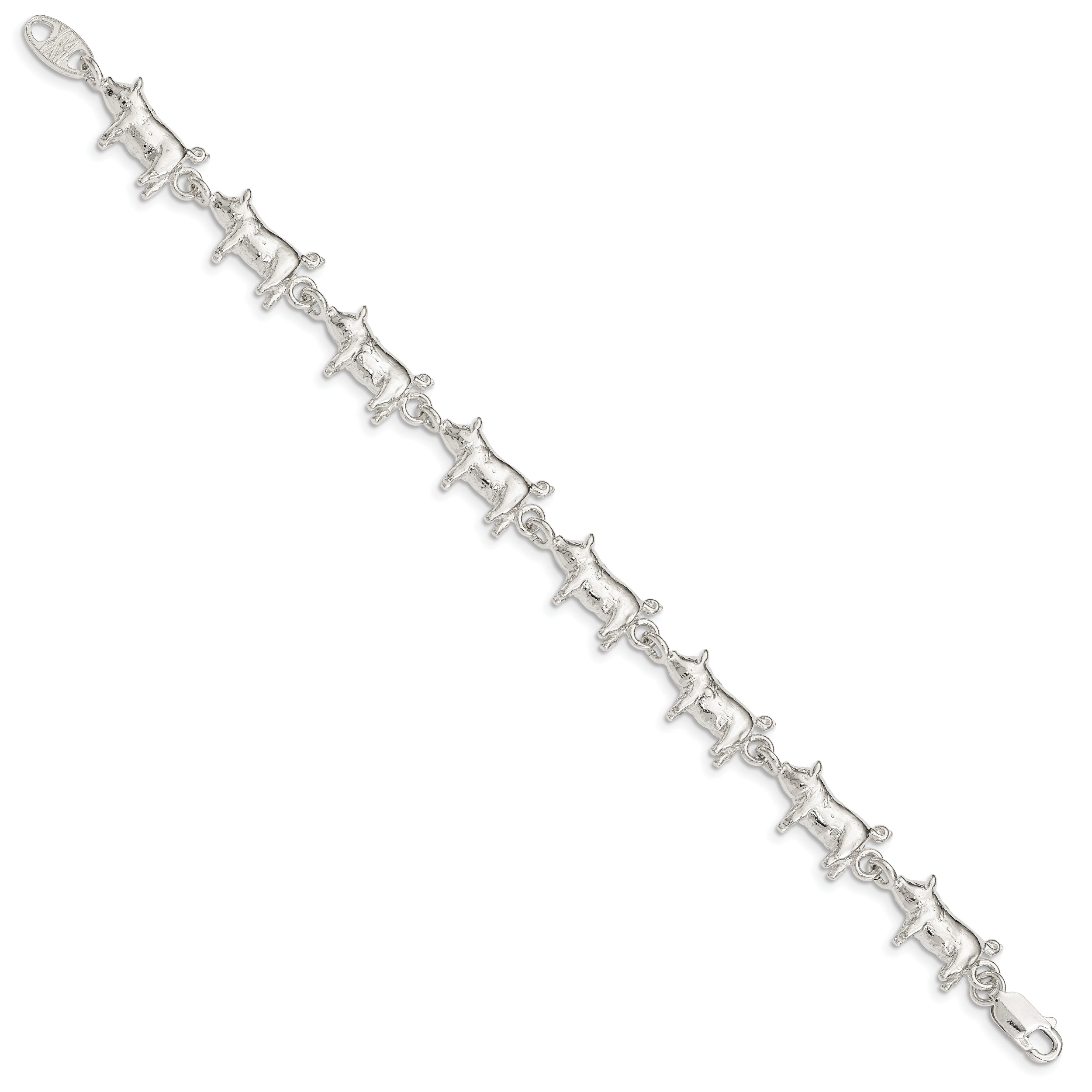 7 Inch Sterling Silver Pig Bracelet