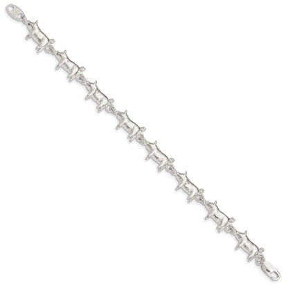 7 Inch Sterling Silver Pig Bracelet