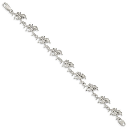 7 Inch Sterling Silver Unicorns Bracelet