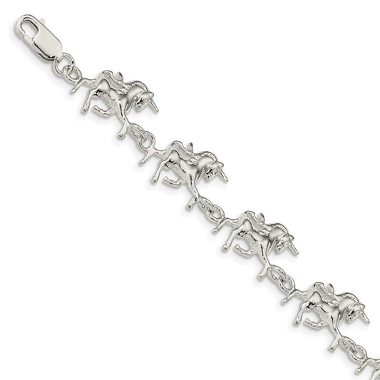 7 Inch Sterling Silver Unicorns Bracelet