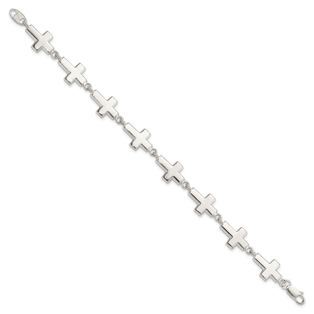 7 Inch Sterling Silver Crosses Bracelet