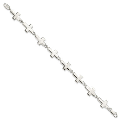 7 Inch Sterling Silver Crosses Bracelet