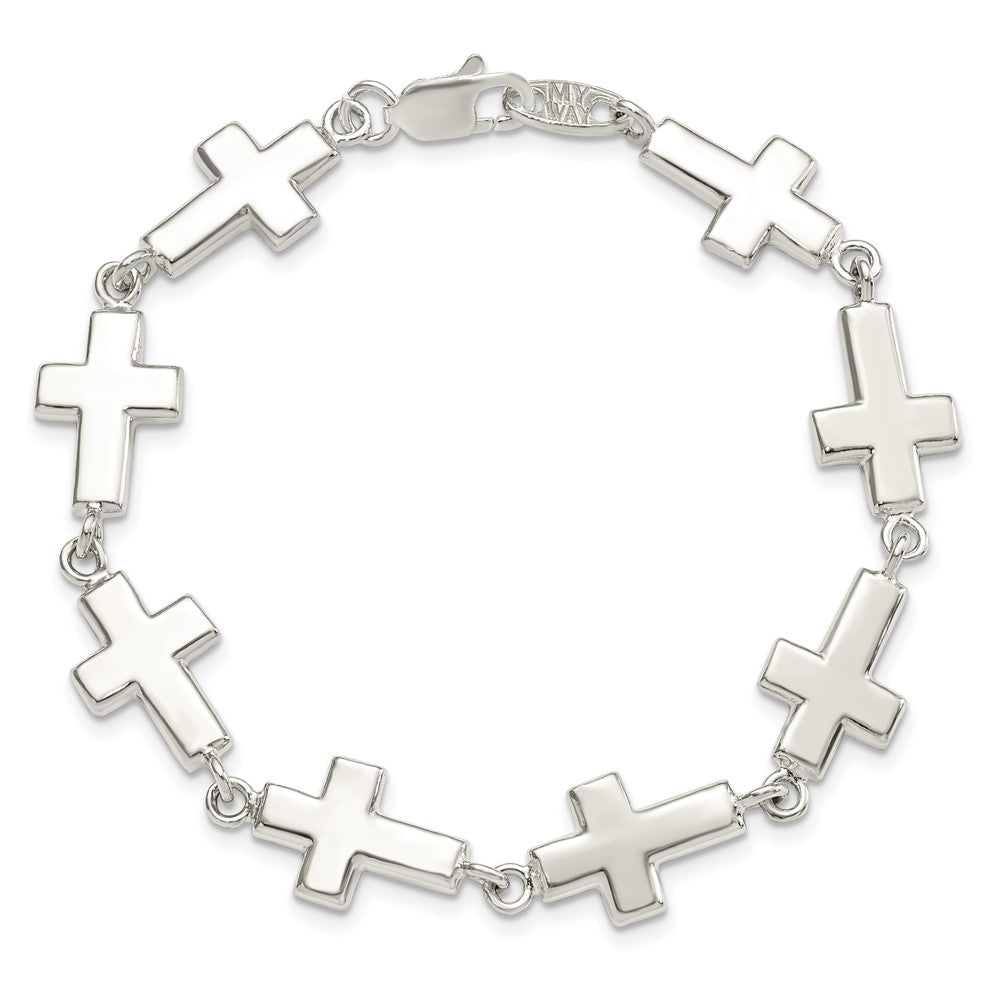 7 Inch Sterling Silver Crosses Bracelet