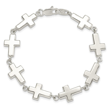 7 Inch Sterling Silver Crosses Bracelet