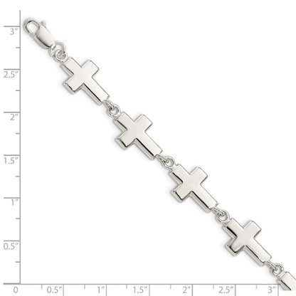 7 Inch Sterling Silver Crosses Bracelet