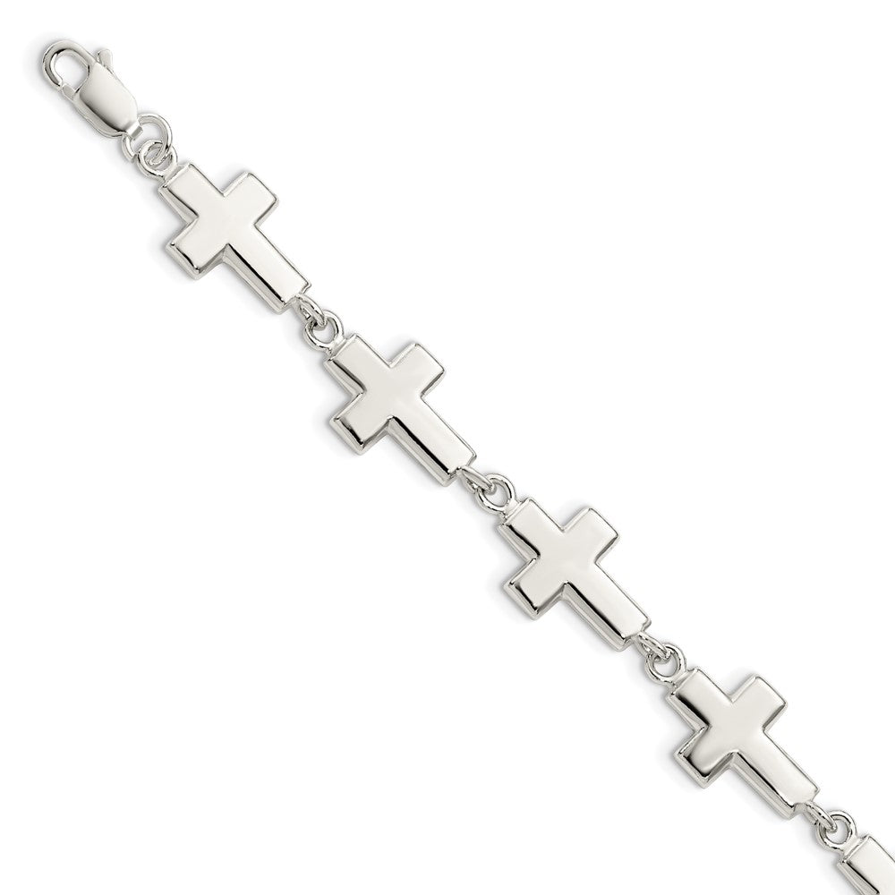 7 Inch Sterling Silver Crosses Bracelet