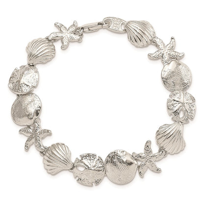 8 Inch Sterling Silver Seashells Bracelet