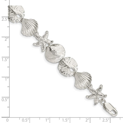 8 Inch Sterling Silver Seashells Bracelet