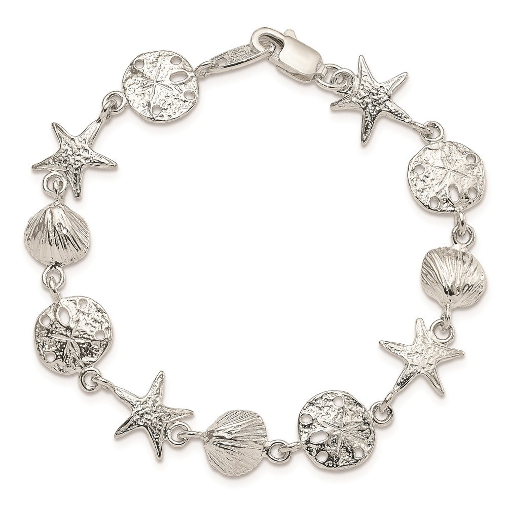 7 Inch Sterling Silver Seashells Bracelet
