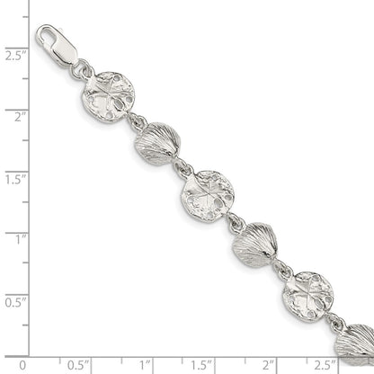 7 Inch Sterling Silver Seashells And Sand Dollars Bracelet