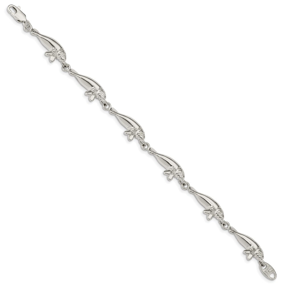 7 Inch Sterling Silver Manatees Bracelet