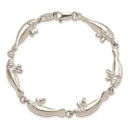 7 Inch Sterling Silver Manatees Bracelet