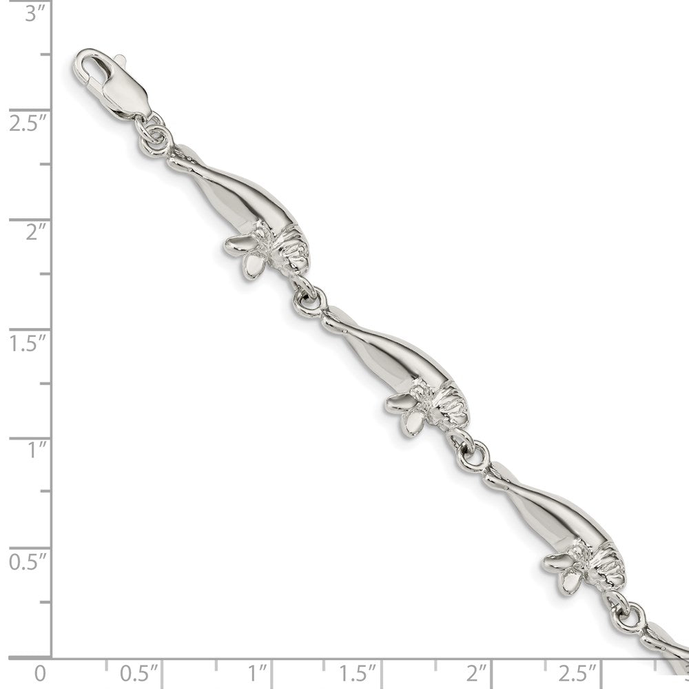 7 Inch Sterling Silver Manatees Bracelet
