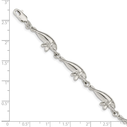 7 Inch Sterling Silver Manatees Bracelet