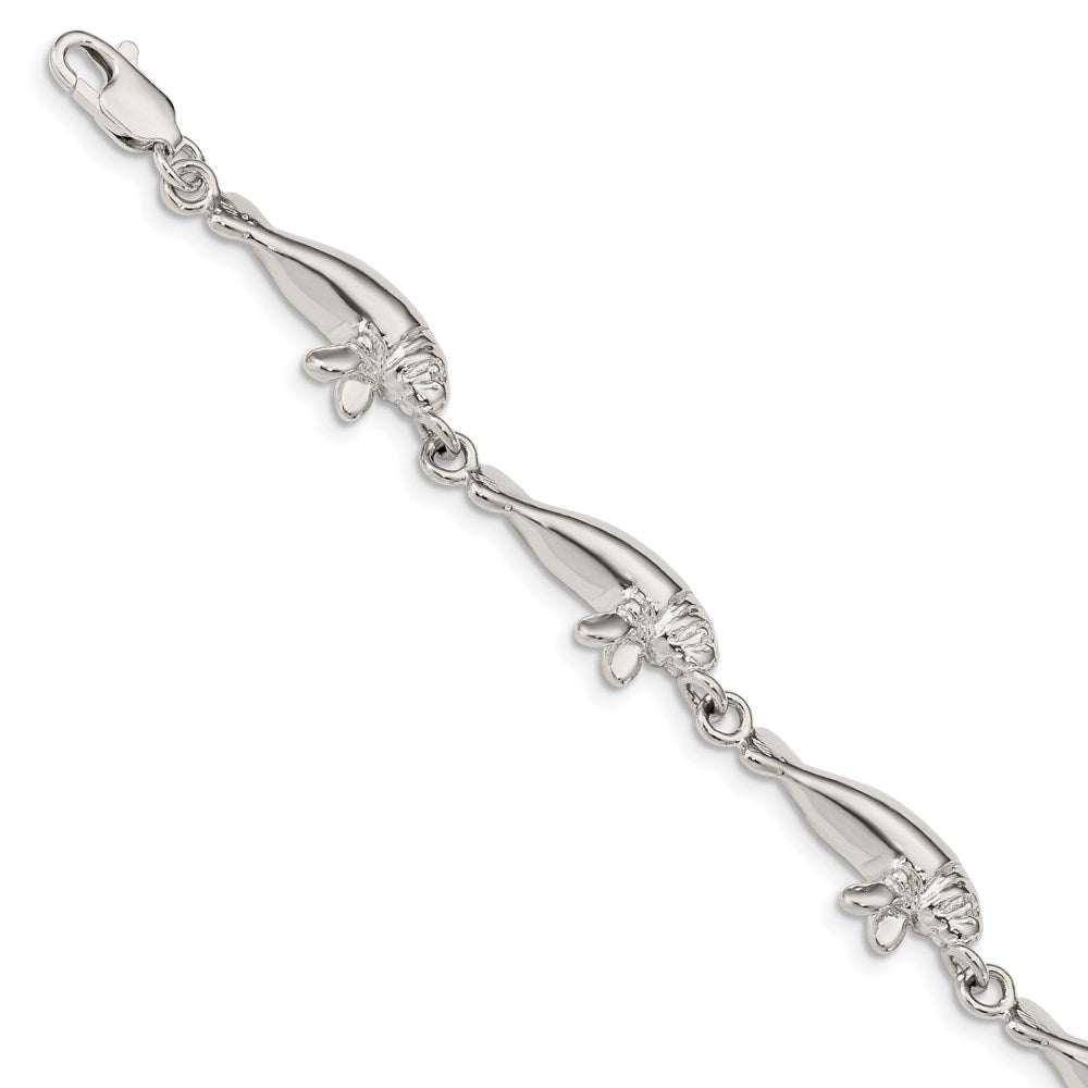7 Inch Sterling Silver Manatees Bracelet