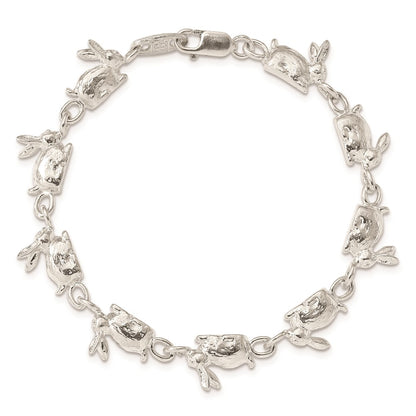 7 Inch Sterling Silver Rabbits Bracelet