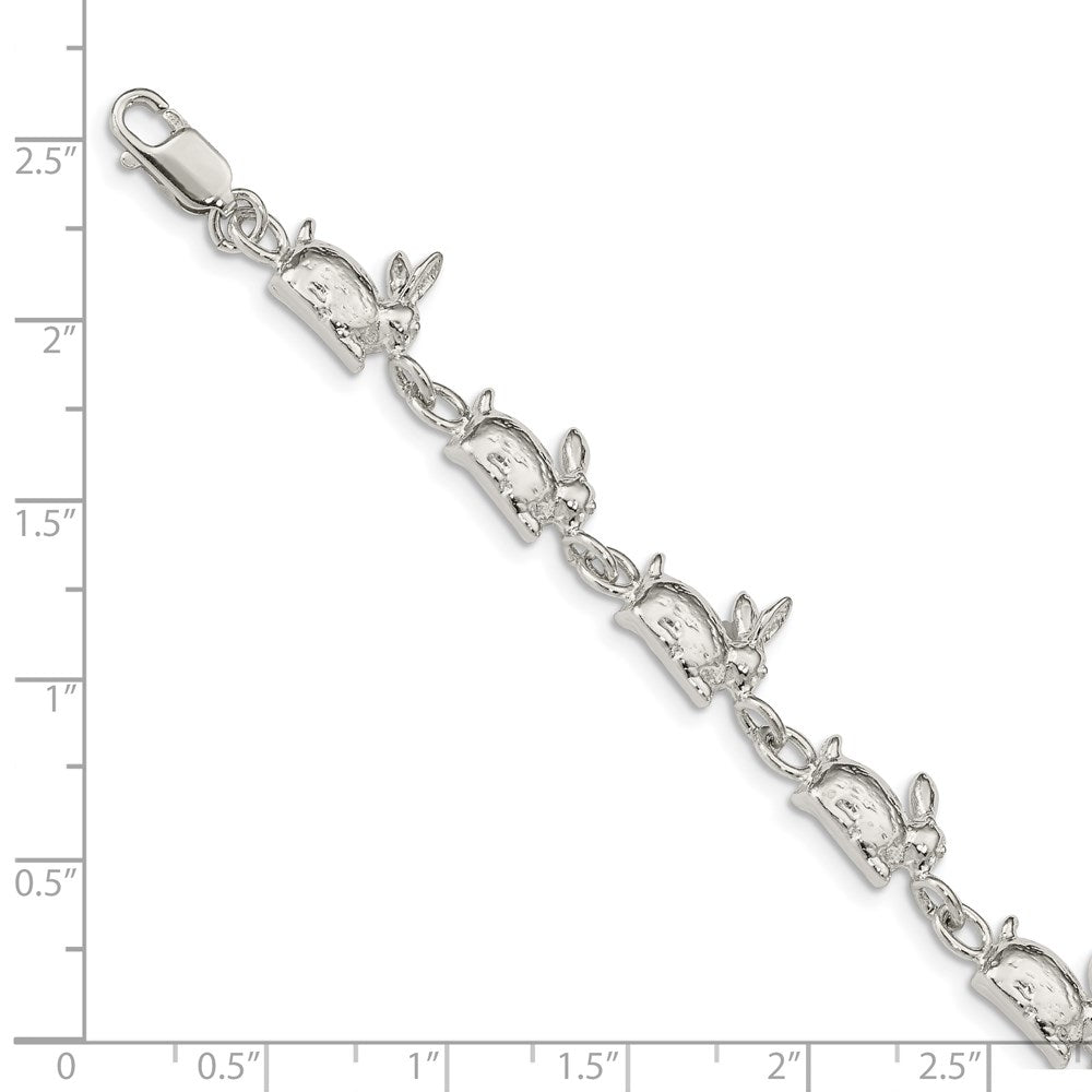 7 Inch Sterling Silver Rabbits Bracelet