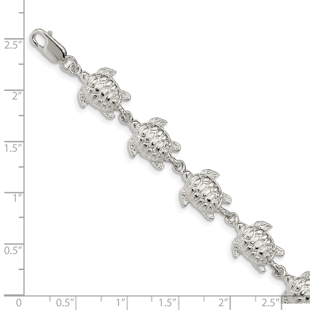 7 Inch Sterling Silver Sea Turtles Bracelet