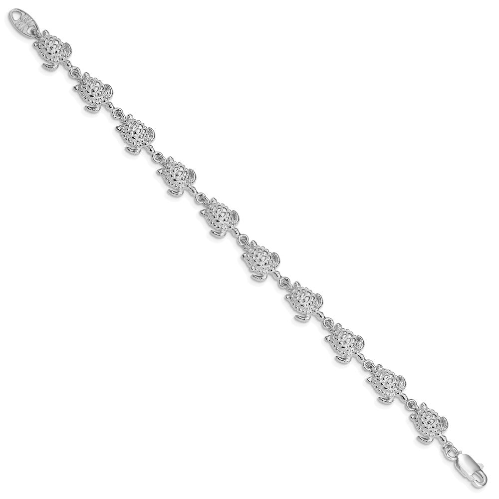 7 Inch Sterling Silver Sea Turtles Bracelet